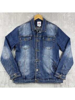 Vintage Levi’s Wmns L Blue Denim Trucker Jacket USA Made Jean Heritage Faded 90s